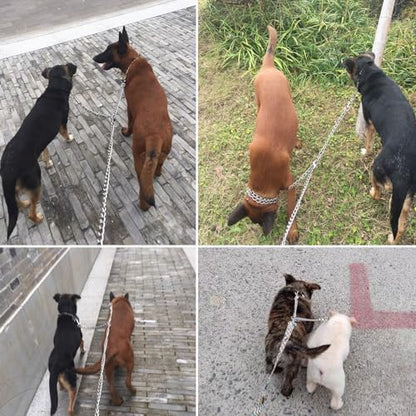 Metal Double Dog Leash Chew Proof Chain Leash 2 Way No Tangle Coupler Anti Chew Dog Leash Extension Splitter Lead for 2 Small Medium Dogs Walking (60cm) - Image 5