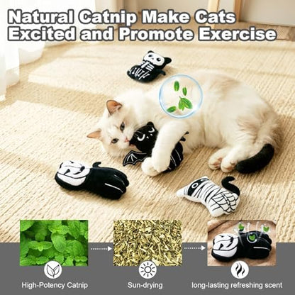 Retro Shaw Catnip Cat Toys, Horror Goth Cat Toy for Indoor Cats Kitty, 4PCS - Image 4