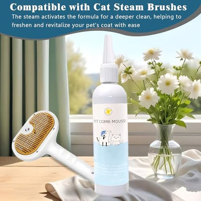 Pet Steam Brush for Dog & Cat – 3-in-1 Spray Hair Removal for Grooming, Softens Fur & Reduces Static 2*Shampoo(Steam Brush not Included) - Image 3