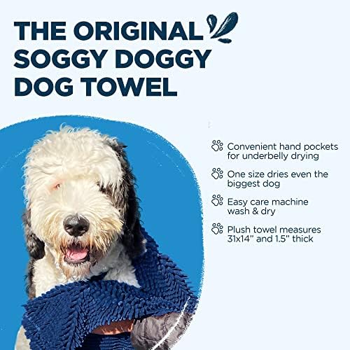 Soggy Doggy Super Shammy Absorbent Dog Towel, Navy Blue, 31x14 - Image 5