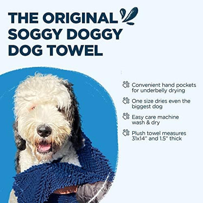 Soggy Doggy Super Shammy Absorbent Dog Towel, Navy Blue, 31x14 - Image 5