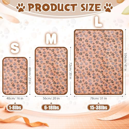 Tegeme 12 Pcs Pet Blankets 41 x 30 Inch Soft Fluffy Fleece Dog Cat Warm Paw Print Pattern Blankets Flannel Throw for Pets Dog Puppy Cat(Camel,Gray) - Image 2