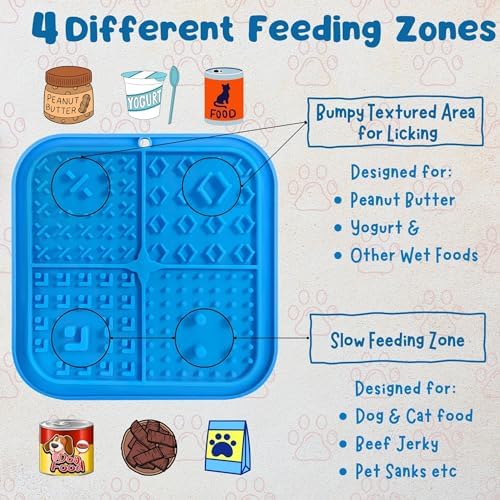 Large Licking Mats for Dogs and Cats, Slow Feeder Lick Pad with Suction Cups for Dog Training,Peanut Butter Licking Pad for Boredom Reducer (2 Lick Mats with Free Spatula, Tooth Brush, cleaning Brush) - Image 3