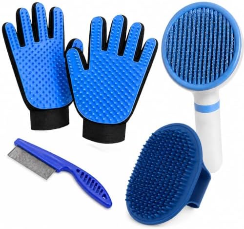 NVNAN 5-Piece Dog Grooming Brush Set with Grooming Gloves by NVNAN