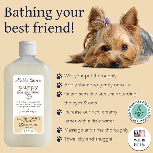 Bobbi Panter Puppy Dog Shampoo Milk Protein, Jasmine, Sunflower & Chamomile – Gentle Nourishing Formula for Puppies & Sensitive Skin, Tear-Free, 30:1 Concentrate, Made in USA, 14 oz - Image 3