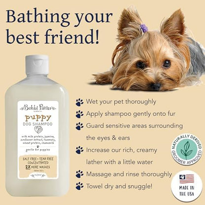 Bobbi Panter Puppy Dog Shampoo Milk Protein, Jasmine, Sunflower & Chamomile – Gentle Nourishing Formula for Puppies & Sensitive Skin, Tear-Free, 30:1 Concentrate, Made in USA, 14 oz - Image 3