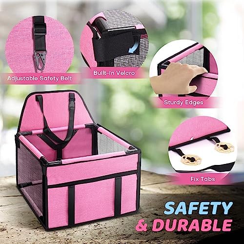 GENORTH Dog Car Seats for Small and Medium Dogs,Portable Puppy/Pet Car Booster Seat with Clip-On Leash and Mesh Window for Pet Up to 20 lbs - Image 4