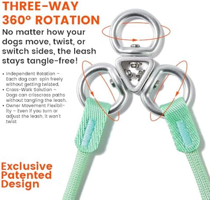 Howgo Slip Lead Leash 2 Dogs, Tangle-Free 360 Swivel(Orange,No Handle) - Image 3