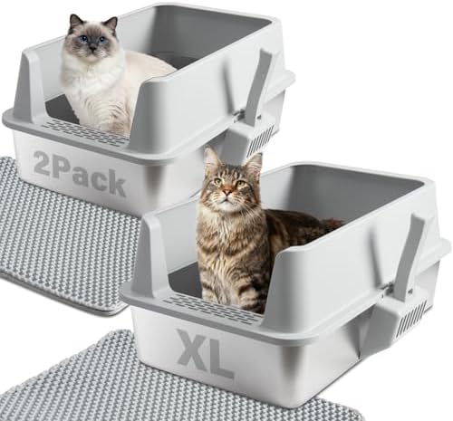 Stainless Steel Cat Litter Box with Lid, 2 Pack XL Metal Litter Box by TATAANTY