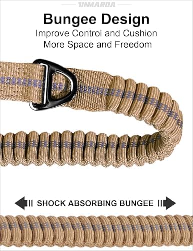 TINMARDA Dog Leashes for Medium Large Dogs Heavy Duty, 4-6FT Shock Absorbing No Pull Dog Leash with Advanced Easy Metal Clip, 2 Comfortable Padded Handles (Coyote Brown) - Image 3