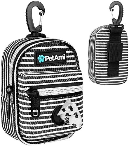 PetAmi Dog Poop Bag Holder for Leash, Pet Waste Bag Dispenser, Stripe Black by PetAmi