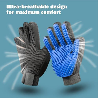 Pet Grooming Gloves – Efficient Dog & Cat Grooming Gloves 2-in-1 Deshedding Glove & Massage Mitt for Bathing, Washing & Shedding, Safe for Short/Long Hair – 2pcs (Blue) - Image 5