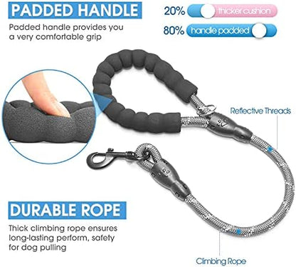 BAAPET 2/4/5/6 FT Dog Leash with Comfortable Padded Handle and Highly Reflective Threads for Small Medium and Large Dogs (2FT-1/2'', Grey) - Image 2