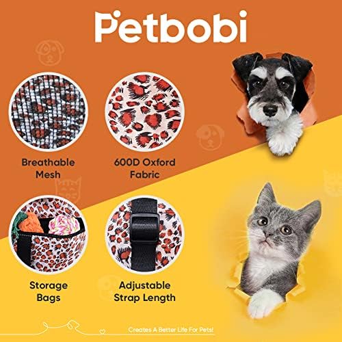 Petbobi Small Dog Car Seat, Dog Car Booster Seat for Small Medium Dogs 5-15 lbs, Foldable Front Seat Safety with Sturdy PVC Tube Frame, Breathable Mesh, Leopard Print - Image 6