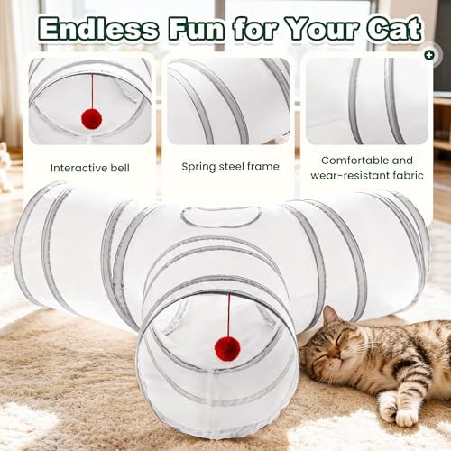 Love's cabin Cat Tunnel for Indoor Cats, 3-Way Collapsible Play Tunnel - Image 5