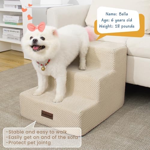 Aodisman Dog Stairs for Small Dogs & Cats,3-Step Pet Steps for Couch & Bed - Image 5
