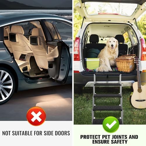 Foldable Dog Stairs for Car,17" Extra Wide Pet Ramp for Large Dog,5 Steps - Image 3