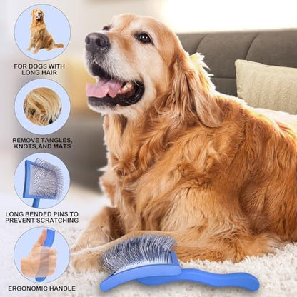 2PCS Slicker Brush for Dogs & Pet Comb, Dog Grooming Brush, Large - Image 3