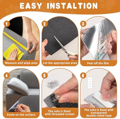 2Pack Cat Scratch Furniture Protector, Self-Adhesive, Dark Gray - Image 5