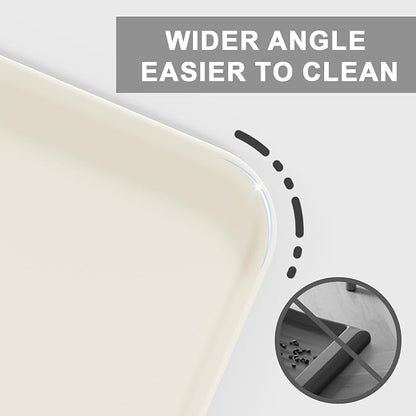 ESTHELLO Waterproof Pet Feeding Mats - Advanced Silicone Dog Food Mat Easy to Clean for Dog & Cat Bowls, 19''X12'' Cream White