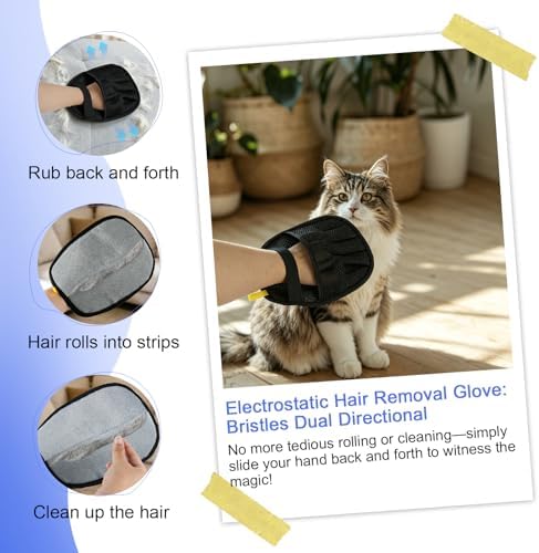 3 Pack Pet Hair Removal Tools for Dog & Cat Five-Finger Hair Remover Gloves - Image 2