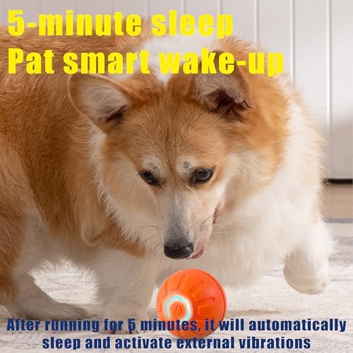BIONEMAGILI Interactive Self-Moving Pet Toy Ball - Motion-Activated Auto Rolling, Military-Grade Chew Resistant, USB-C Rechargeable for Small Dogs & Cats (Orange/S/New3) - Image 5