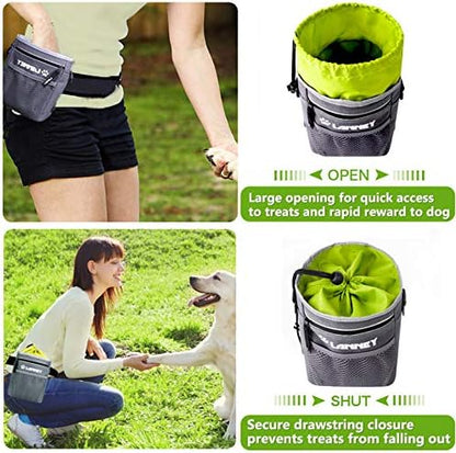 Dog Treat Pouch - 3 Ways to Wear Dog Treat Bag, Dog Training Treat Pouches for Pet Training with Clicker, Shoulder Strap, Adjustable Belt, Poop Bag Dispenser, Easily Carrying Kibble Snacks Pet Toys - Image 4