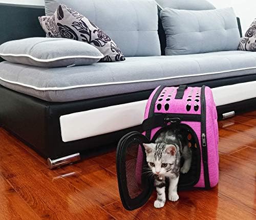 PetLike Airline Approved Pet Carrier Soft Sided Collapsible Travel Bag for Cats & Small Dogs (Pink, Linen) - Image 3