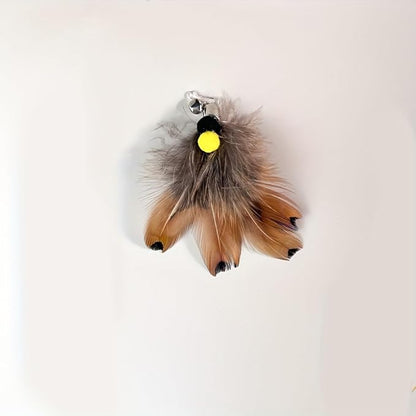 Cat Insect Feather Toy Wand Replacement,Cat Toys Feather Refills,Set of 6 Replacement Heads with Bells,Natural Feather Interactive Cat Toys (Style A)