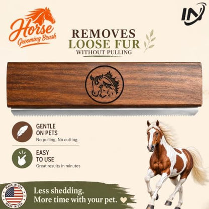 I.N 8-Inch Desheding Brush for Dog & Horses Remove loose Hair & Undercoat Deshedding Tools for Large Dogs, Horses, Ponies,& Cows Pet Grooming Brush - Image 2
