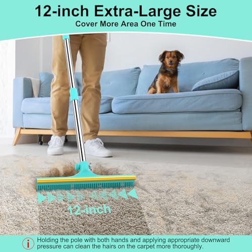 Carpet Rake for Pet Hair Removal - 60" Adjustable Long Handle Carpet Rake - Image 5