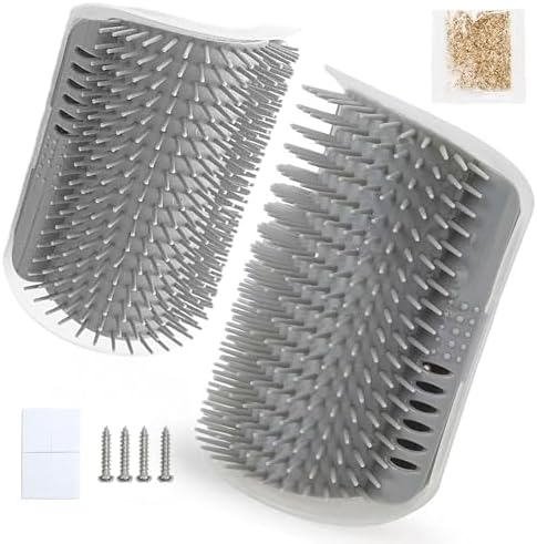 2 Pack Cat Corner Self Groomer, Wall Mounted Grooming Brush for Cats Face Scratcher and Massager Comb for Shedding Interactive Rubbing Tool with Catnip for Indoor Cats by Unknown
