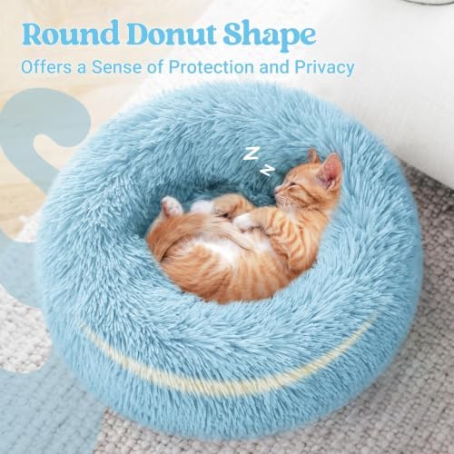 rabbitgoo Calming Cat Beds for Indoor Cats, 20 inches, Light Blue - Image 4
