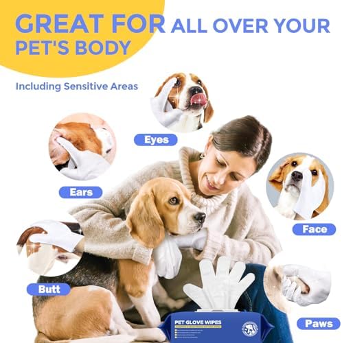 Pet Cleaning Glove Wipes for Dogs & Cats, Hypoallergenic Deodorizing Disposable Bathing Wipes,No-Rinse Grooming Wipes,Perfect for Pet Dry Cleaning,Daily Care and Travel, Coconut Scent, 24 pcs - Image 4