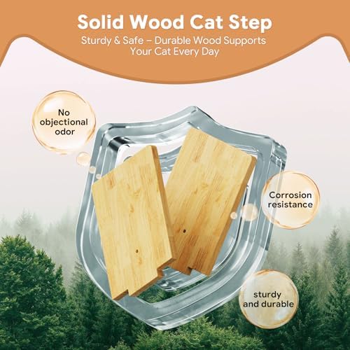 3Pcs 8"×7" Cat Wall Steps - Cat Stairs for Wall, Ladder Natural Wood with Fixtures,Turn Around or Climbing or Playing for Kittens and Adult Cats - Image 4