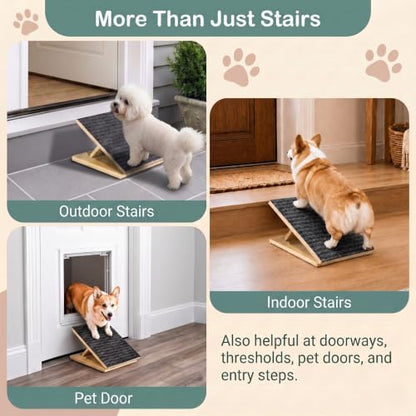 2 Pack Adjustable Dog Ramp for Stairs for Small Dogs, Senior Dogs, Short-Legged Breeds, Non-Slip Solid Wood Foldable Ramp for Indoor/Outdoor Steps, Joint-Friendly Stair Wedges for Corgis & Dachshunds - Image 5