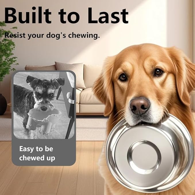 kathson 2 Pack Stainless Steel Dog Bowls, Dog Water and Food Bowl Set, Metal Puppy Bowls, Pet Dishes for Small Dogs and Cats