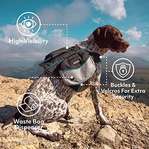 ZippyPaws Adventure Backpack for Dogs, Tactical Bag for Dogs to Carry Travel Essentials, Teal, Medium - Image 6
