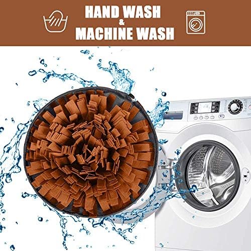 AWOOF Pet Snuffle Mat for Dogs, Interactive Feed Game for Boredom, Encourages Natural Foraging Skills for Cats Dogs Bowl Travel Use, Dog Treat Dispenser Indoor Outdoor Stress Relief (Brown) - Image 5