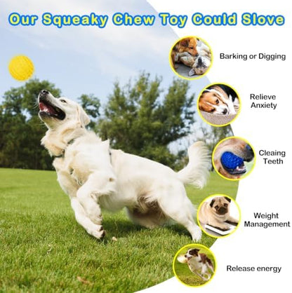 3 Pack Indestructible Squeaky Dog Balls for Aggressive Chewers, Interactive Dog Toys for Teething, Relieving Anxiety. Chew Toy for Large, Medium Breeds, Outdoor Rubber Balls. - Image 7
