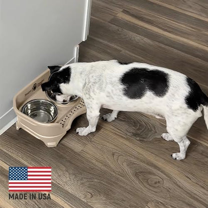Neater Feeder Express Mess Proof Dog Bowls Elevated for Small Breeds Under 15 Lb, Made in USA, No Spill Raised Dog Food Bowl Stand, Stainless Steel Food and Water Bowl Set, Feeding Station, Almond - Image 5
