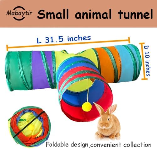 3-Way Collapsible Cat Tunnel Tube Toy Rainbow T-Shape - Image 3