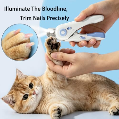 LED Dog Nail Clipper with Light, Illuminate Nails and Bloodline for Safe Trimming, with Nail File, Transparent Guard and Safety Lock, Suitable for Cats and Dogs-White - Image 3