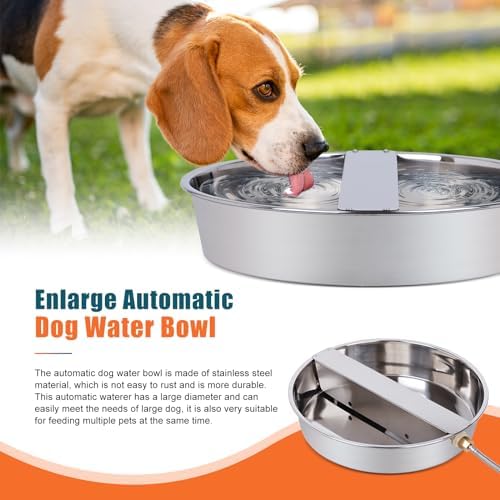 Automatic Dog Water Bowl Dispenser Large Breed Outdoor Stainless Steel Pet Waterer with Float Valve Auto Fill Dog Waterer for Large Dogs Cats Chicken Livestock - Image 3