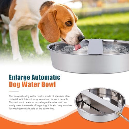 Automatic Dog Water Bowl Dispenser Large Breed Outdoor Stainless Steel Pet Waterer with Float Valve Auto Fill Dog Waterer for Large Dogs Cats Chicken Livestock - Image 3