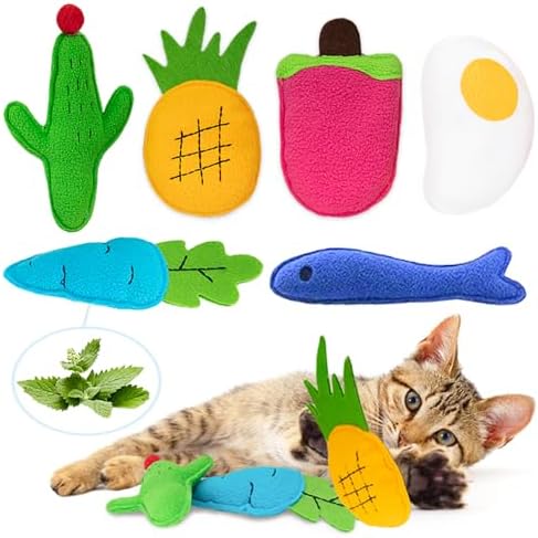 AWOOF Catnip Toys for Indoor Cats, 6 Pack Cat Chew Toys Plush Interactive Cat Kicker Toy for Indoor Kitten Exercise for All Breeds by AWOOF