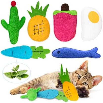 AWOOF Catnip Toys for Indoor Cats, 6 Pack Cat Chew Toys Plush Interactive Cat Kicker Toy for Indoor Kitten Exercise for All Breeds by AWOOF