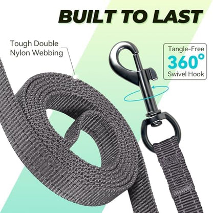 VIVAGLORY Double Handle Dog Leash Twingrip, 6ft x 1/2in, Grey - Image 4