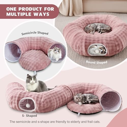 Bubble Round Cat Tunnel for Indoor Cats, Dusty Pink - Image 2