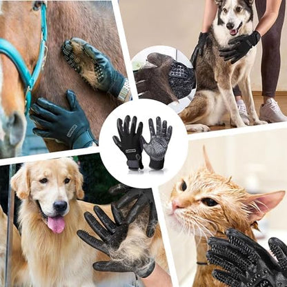 Pet Grooming Glove – Patented Rubber-Massage Shedding Bath & Hair Remover for Dogs, Cats & Livestock – Lightweight, Flexible, Secure Fit (Black) - Image 2